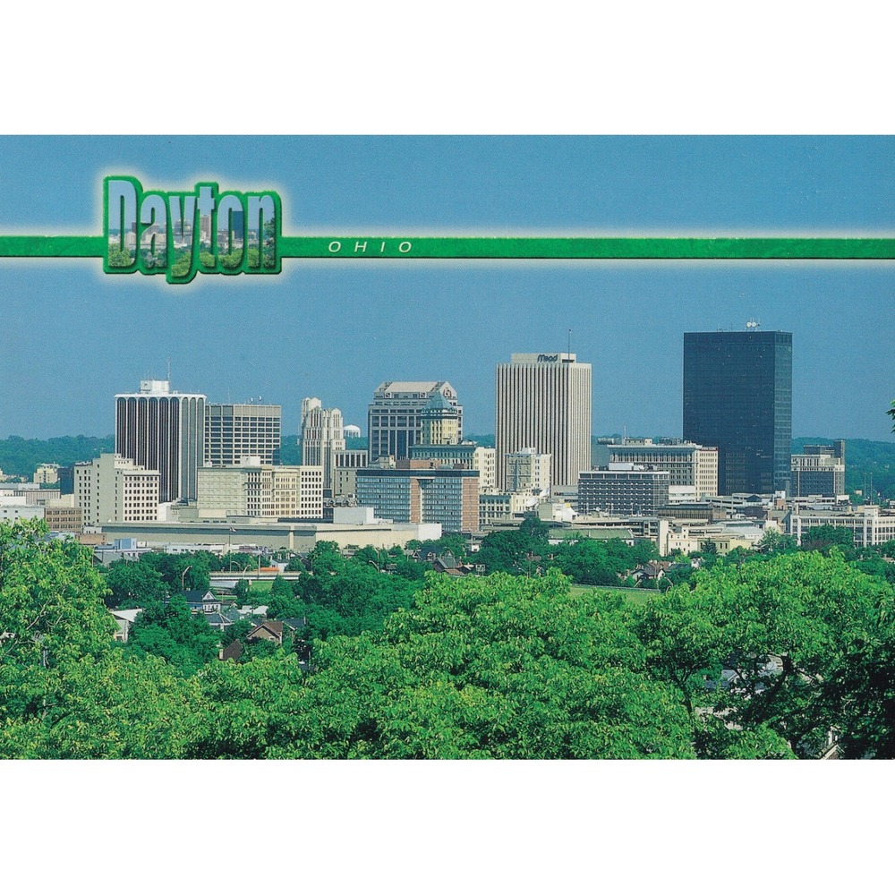 Dayton Ohio Skyline Postcard Downtown Scenic Urban Travel Unposted